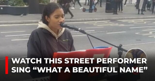 Watch this street performer sing “What a Beautiful name”