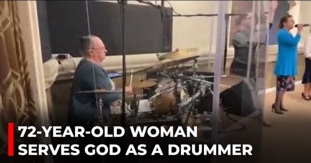 72-year-old woman serves God as a drummer