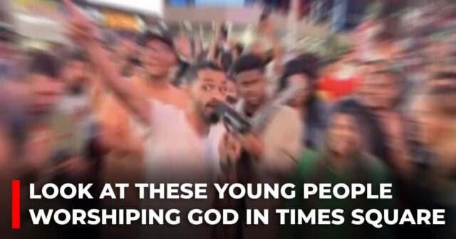 Look at these young people worshiping God in Times Square