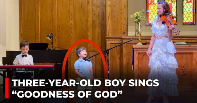 Three-year-old boy sings “Goodness of God”